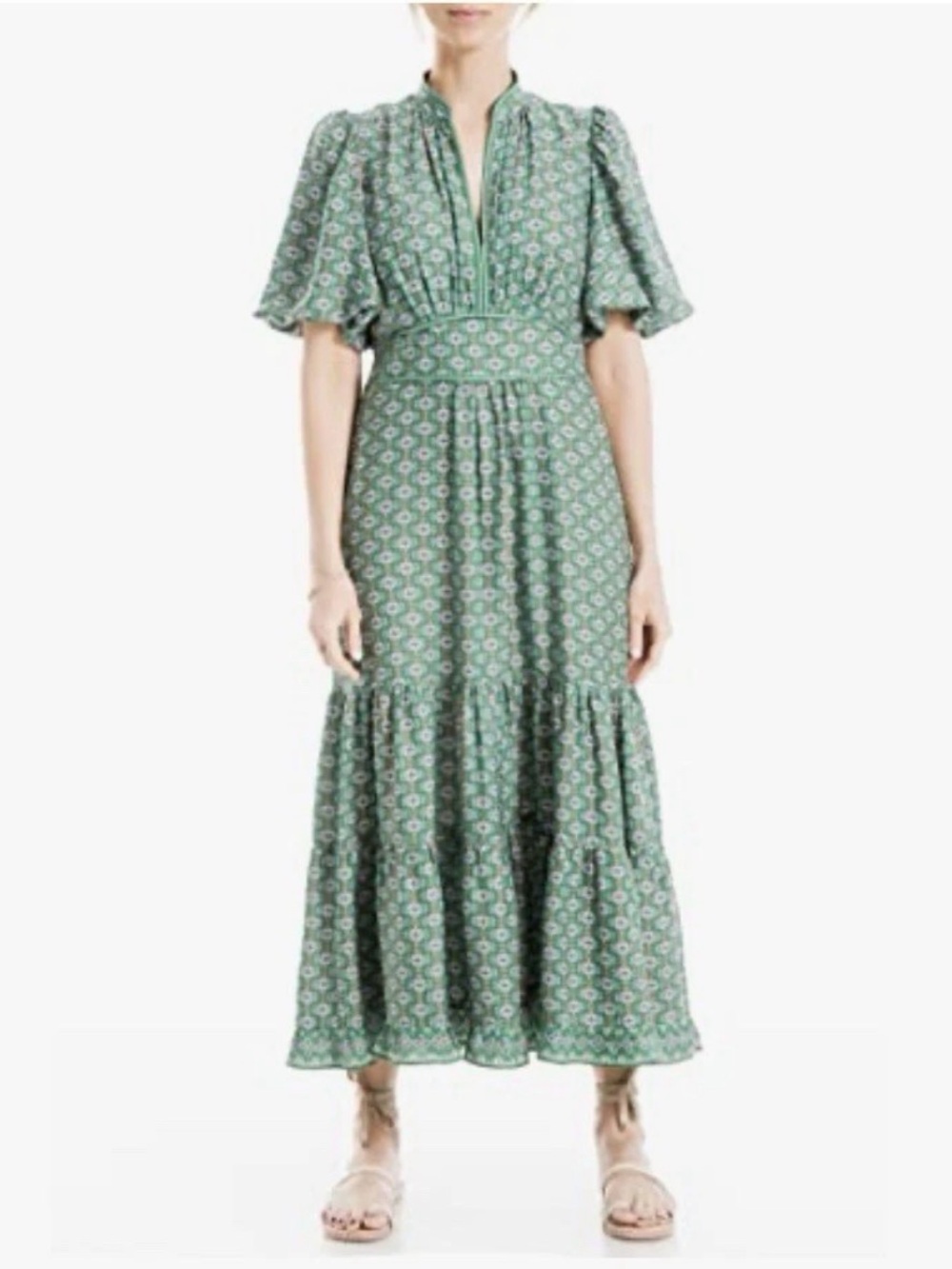 Max Studio Green Floral Tiered Maxi Dress - Picture 6 of 8